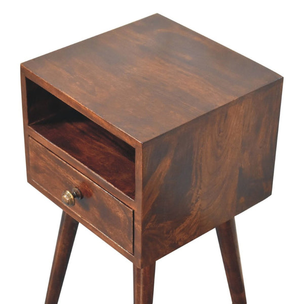 HomeRoots 22" Walnut Nightstand - Handcrafted Solid Wood with Drawer & Open Shelf for Stylish Storage Solutions 651539
