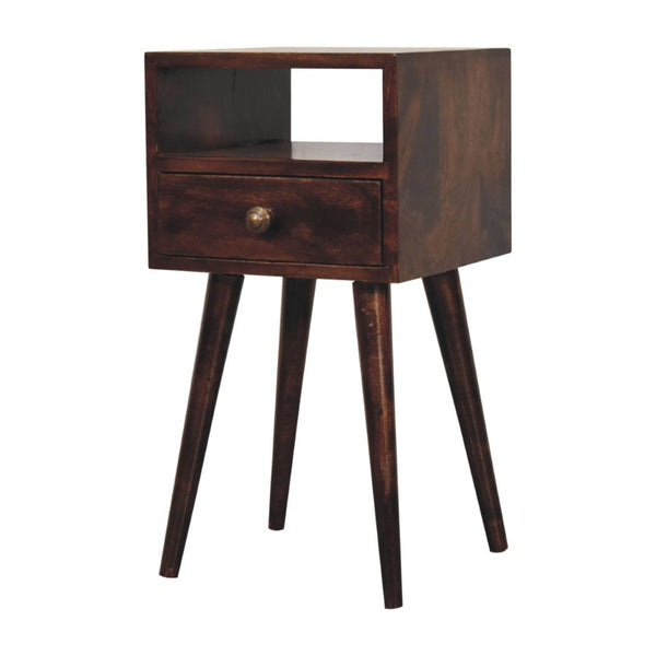 HomeRoots 22" Walnut Nightstand - Handcrafted Solid Wood with Drawer & Open Shelf for Stylish Storage Solutions 651539