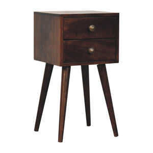 HomeRoots 22" Walnut Solid Wood Nightstand with Two Drawers - Artisan Craftsmanship for Versatile Living Spaces 651540