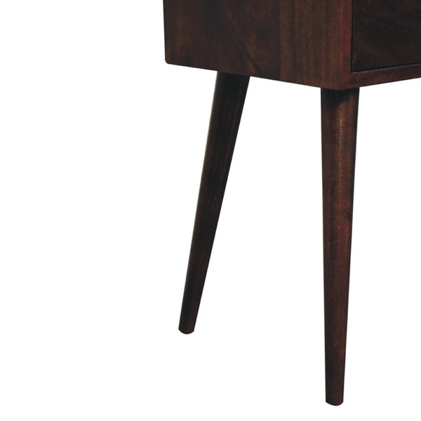 HomeRoots 22" Walnut Solid Wood Nightstand with Two Drawers - Artisan Craftsmanship for Versatile Living Spaces 651540