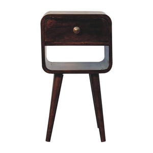HomeRoots 22" Handcrafted Walnut-Finish Solid Mango Wood Nightstand with Drawer & Open Shelf for Storage 651541