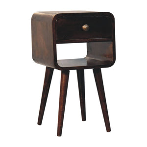 HomeRoots 22" Handcrafted Walnut-Finish Solid Mango Wood Nightstand with Drawer & Open Shelf for Storage 651541