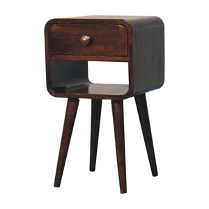 HomeRoots 22" Handcrafted Walnut-Finish Solid Mango Wood Nightstand with Drawer & Open Shelf for Storage 651541