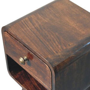 HomeRoots 22" Handcrafted Walnut-Finish Solid Mango Wood Nightstand with Drawer & Open Shelf for Storage 651541