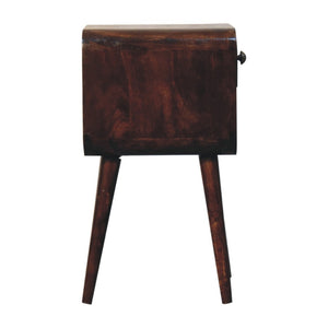 HomeRoots 22" Handcrafted Walnut-Finish Solid Mango Wood Nightstand with Drawer & Open Shelf for Storage 651541
