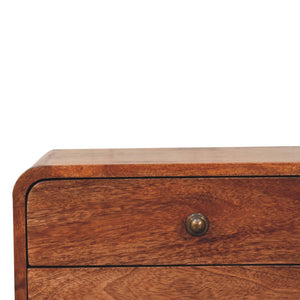 HomeRoots 18" Brown Solid Wood Floating Nightstand with Two Drawers - Stylish Space-Saving Design & Storage 651543