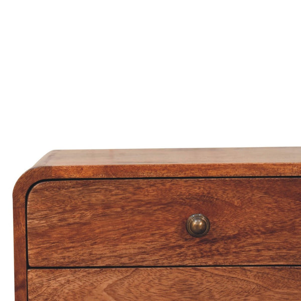 HomeRoots 18" Brown Solid Wood Floating Nightstand with Two Drawers - Stylish Space-Saving Design & Storage 651543