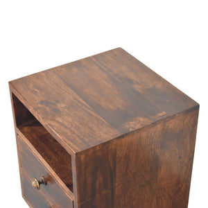 HomeRoots 20" Solid Walnut Two Drawer Nightstand - Handcrafted, Compact Storage with Open Shelf & Stylish Design 651544