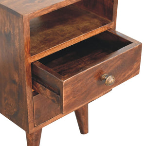 HomeRoots 20" Solid Walnut Two Drawer Nightstand - Handcrafted, Compact Storage with Open Shelf & Stylish Design 651544