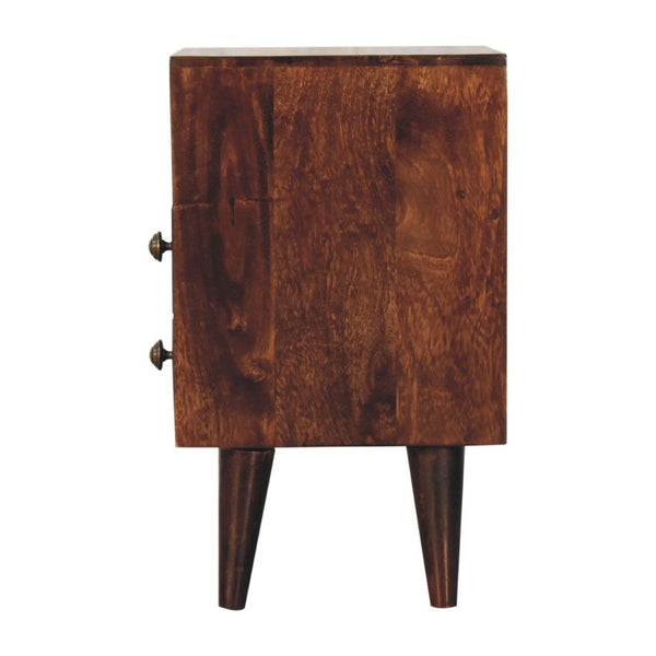 HomeRoots 20" Solid Walnut Two Drawer Nightstand - Handcrafted, Compact Storage with Open Shelf & Stylish Design 651544