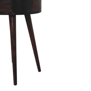 HomeRoots 22" Walnut Solid Wood Round Nightstand with Drawer - Handcrafted Modern Accent Table for Any Space 651545