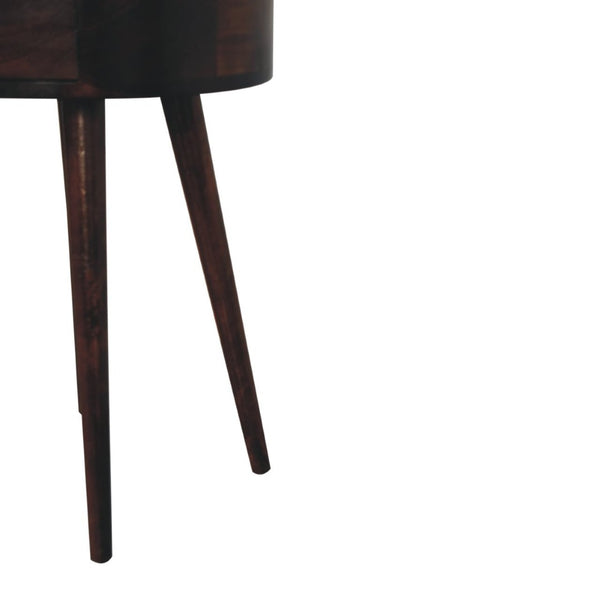 HomeRoots 22" Walnut Solid Wood Round Nightstand with Drawer - Handcrafted Modern Accent Table for Any Space 651545