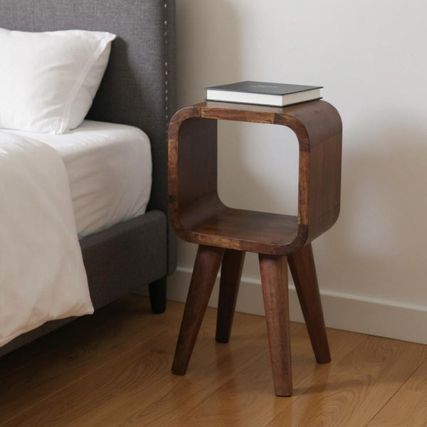 HomeRoots 16" Chestnut Solid Wood Nightstand - Artisan-Crafted, Modern Square Accent Table for Any Space 651546