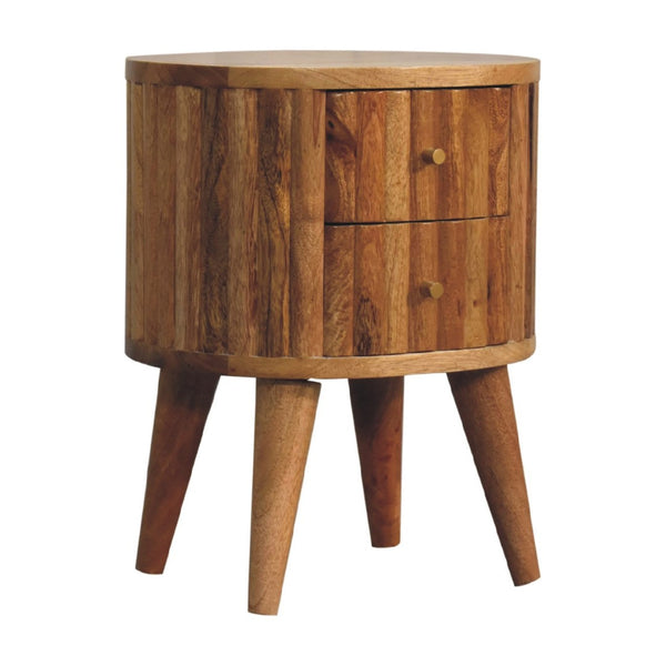 HomeRoots 18" Handcrafted Natural Solid Wood Oval Nightstand with Two Drawers – Elegant Storage Solution for Any Room 651547