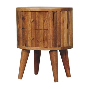 HomeRoots 18" Handcrafted Natural Solid Wood Oval Nightstand with Two Drawers – Elegant Storage Solution for Any Room 651547