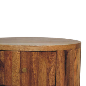 HomeRoots 18" Handcrafted Natural Solid Wood Oval Nightstand with Two Drawers – Elegant Storage Solution for Any Room 651547