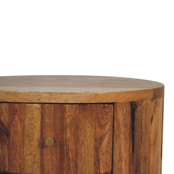 HomeRoots 18" Handcrafted Natural Solid Wood Oval Nightstand with Two Drawers – Elegant Storage Solution for Any Room 651547