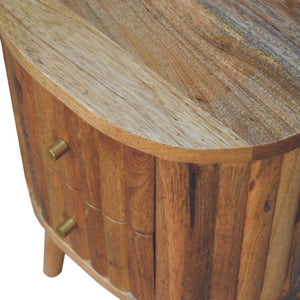 HomeRoots 18" Handcrafted Natural Solid Wood Oval Nightstand with Two Drawers – Elegant Storage Solution for Any Room 651547