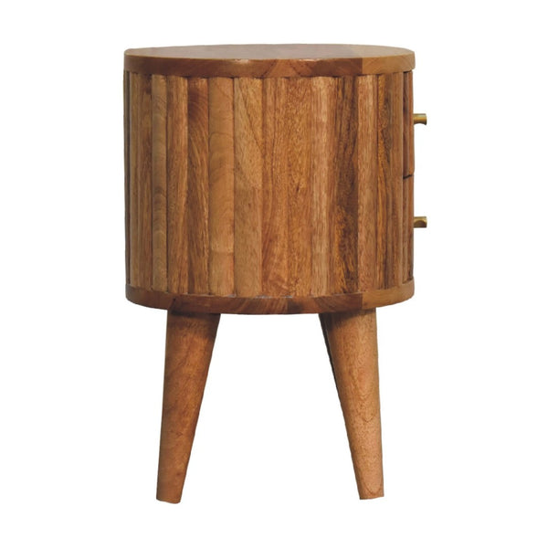 HomeRoots 18" Handcrafted Natural Solid Wood Oval Nightstand with Two Drawers – Elegant Storage Solution for Any Room 651547