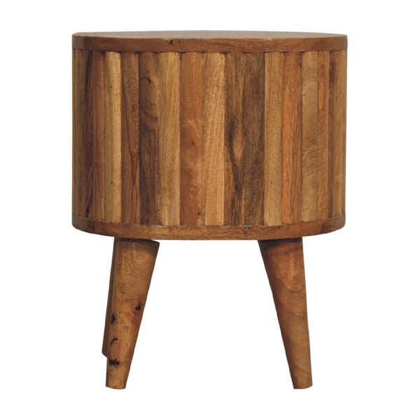 HomeRoots 18" Handcrafted Natural Solid Wood Oval Nightstand with Two Drawers – Elegant Storage Solution for Any Room 651547