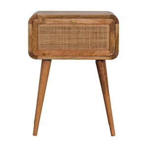 HomeRoots 21" Handcrafted Solid Wood and Cane Rattan Nightstand with Hidden Drawer for Small Spaces 651550