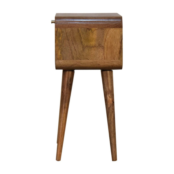 HomeRoots 21" Handcrafted Solid Wood and Cane Rattan Nightstand with Hidden Drawer for Small Spaces 651550