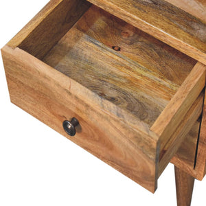 HomeRoots 20" Solid Mango Wood Nightstand with Two Drawers, Modern Design & Versatile Storage for Any Space 651551
