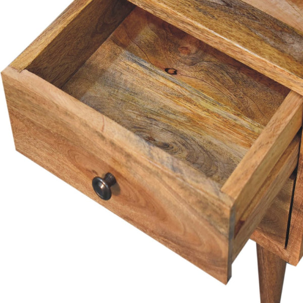 HomeRoots 20" Solid Mango Wood Nightstand with Two Drawers, Modern Design & Versatile Storage for Any Space 651551