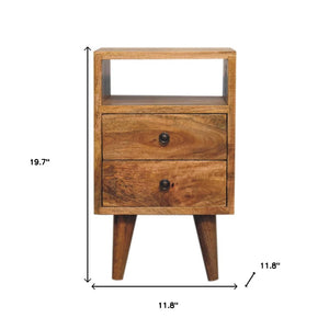 HomeRoots 20" Solid Mango Wood Nightstand with Two Drawers, Modern Design & Versatile Storage for Any Space 651551