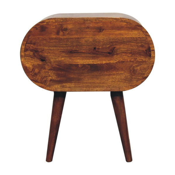 HomeRoots 24" Chestnut Solid Wood Oval Nightstand - Handcrafted Two-Drawer Table for Elegant Storage Solutions 651552