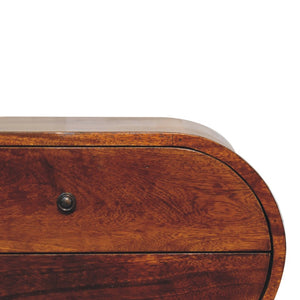 HomeRoots 24" Chestnut Solid Wood Oval Nightstand - Handcrafted Two-Drawer Table for Elegant Storage Solutions 651552