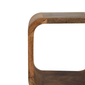 HomeRoots 16" Handcrafted Oak Nightstand - Modern Accent Table with Open Shelf for Bedrooms & Living Rooms 651554