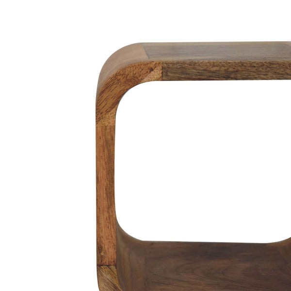 HomeRoots 16" Handcrafted Oak Nightstand - Modern Accent Table with Open Shelf for Bedrooms & Living Rooms 651554