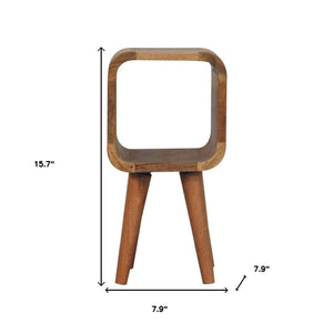 HomeRoots 16" Handcrafted Oak Nightstand - Modern Accent Table with Open Shelf for Bedrooms & Living Rooms 651554