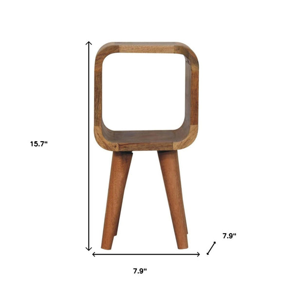 HomeRoots 16" Handcrafted Oak Nightstand - Modern Accent Table with Open Shelf for Bedrooms & Living Rooms 651554