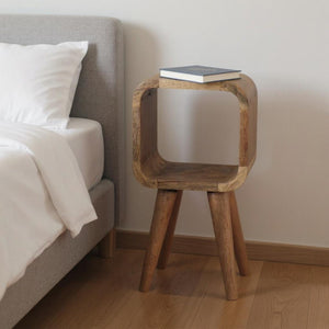 HomeRoots 16" Handcrafted Oak Nightstand - Modern Accent Table with Open Shelf for Bedrooms & Living Rooms 651554