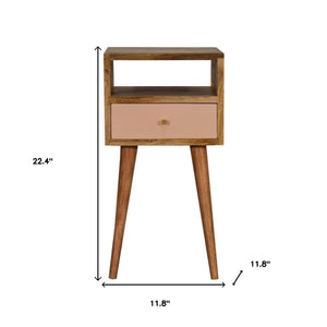 HomeRoots 22" Light Brown Solid Wood Nightstand with Drawer - Versatile Accent Table for Bedroom & More 651555