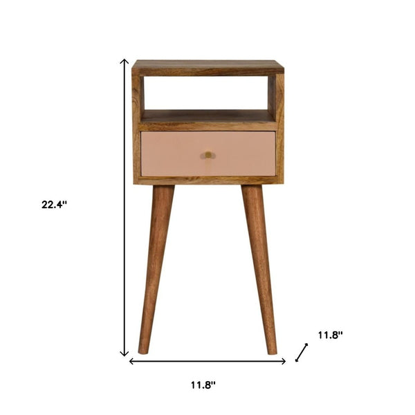 HomeRoots 22" Light Brown Solid Wood Nightstand with Drawer - Versatile Accent Table for Bedroom & More 651555