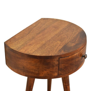 HomeRoots 21" Brown Solid Wood Round Nightstand with Drawer - Elegant Accent Table for Any Room Decor 651556