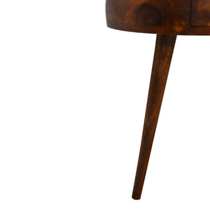 HomeRoots 21" Brown Solid Wood Round Nightstand with Drawer - Elegant Accent Table for Any Room Decor 651556