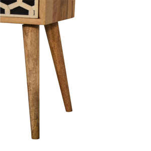 HomeRoots 20" Handcrafted Solid Wood Nightstand with Geometric Bone Inlay - Stylish Storage for Small Spaces 651557