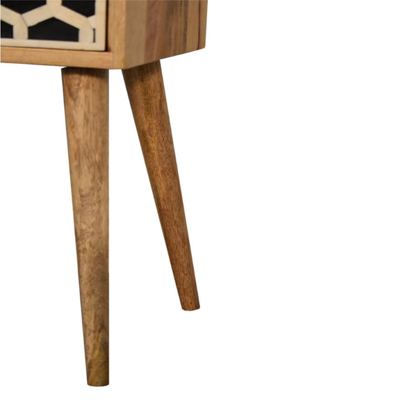 HomeRoots 20" Handcrafted Solid Wood Nightstand with Geometric Bone Inlay - Stylish Storage for Small Spaces 651557
