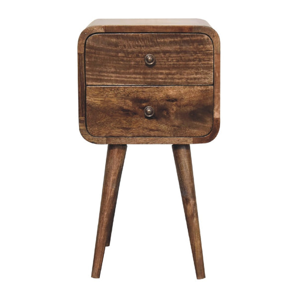 HomeRoots 22" Rustic Solid Mango Wood Nightstand with Two Drawers – Handcrafted, Distressed Finish, Versatile Accent 651559