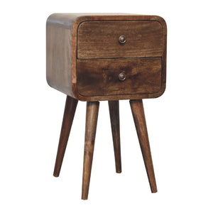 HomeRoots 22" Rustic Solid Mango Wood Nightstand with Two Drawers – Handcrafted, Distressed Finish, Versatile Accent 651559