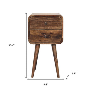 HomeRoots 22" Rustic Solid Mango Wood Nightstand with Two Drawers – Handcrafted, Distressed Finish, Versatile Accent 651559