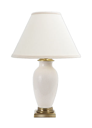Wildwood Kyoko Porcelain Table Lamp With White Crackle Glaze And Antique Brass Accents — Sculptural 30" Height 65156