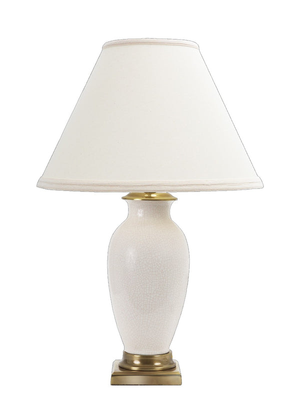 Wildwood Kyoko Porcelain Table Lamp With White Crackle Glaze And Antique Brass Accents — Sculptural 30" Height 65156