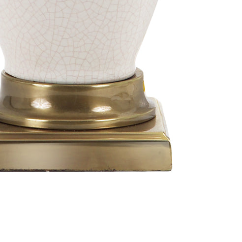 Wildwood Kyoko Porcelain Table Lamp With White Crackle Glaze And Antique Brass Accents — Sculptural 30" Height 65156