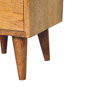 HomeRoots 20" Handcrafted Oak Solid Wood Nightstand with 2 Drawers, Open Shelf & Modern Design for Any Space 651560