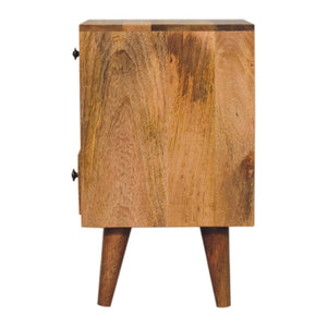 HomeRoots 20" Handcrafted Oak Solid Wood Nightstand with 2 Drawers, Open Shelf & Modern Design for Any Space 651560